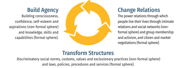 Pacific Women gender framework adapted from the Rao and Kelleher Gender at Work framework